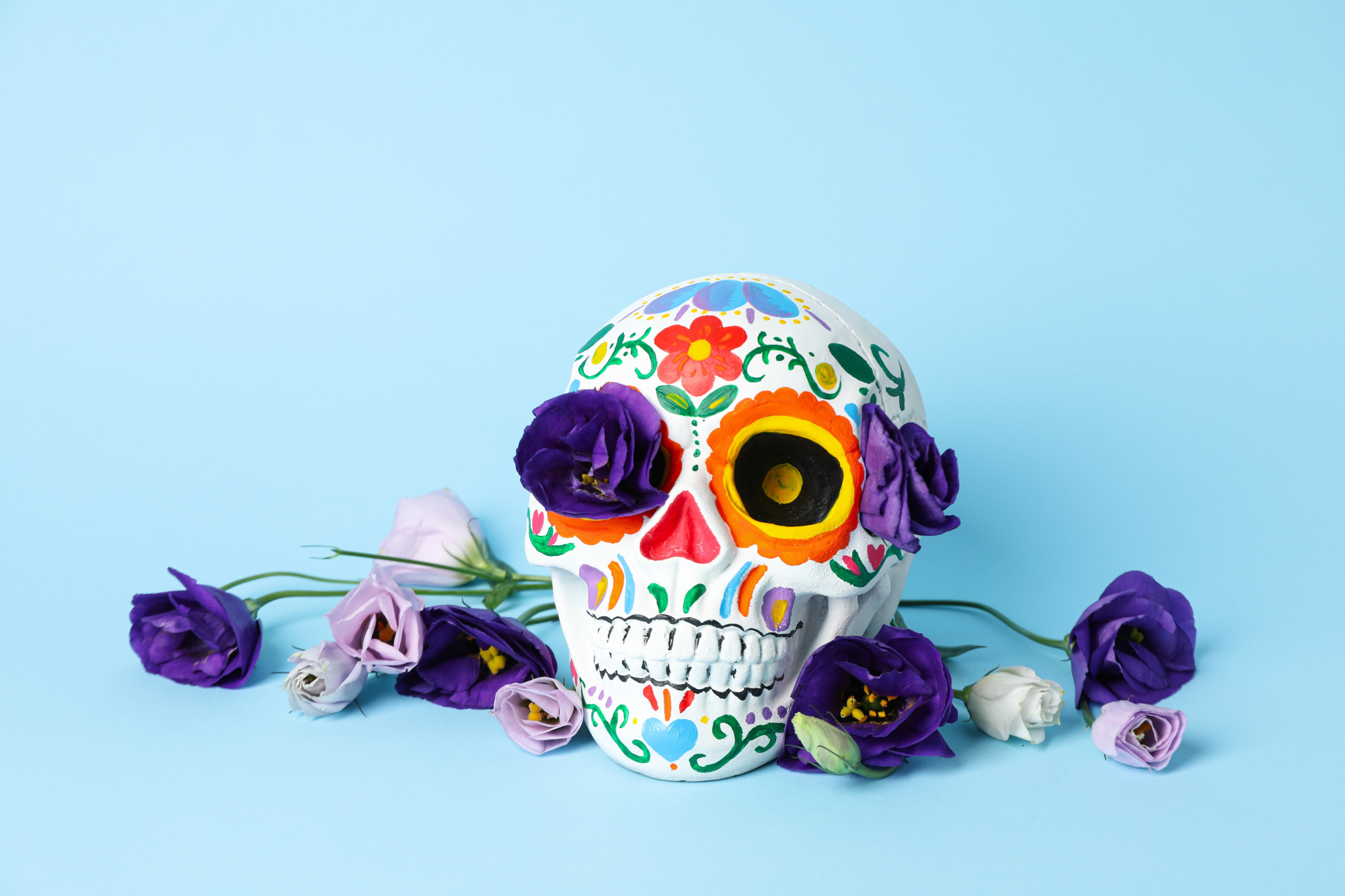 Imagen calaverita con flores, día de muertos