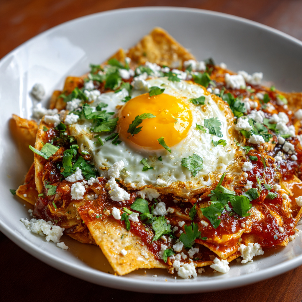 Chilaquiles Cremositos Rojos con Huevo Chilaquiles Cremositos Rojos con Huevo