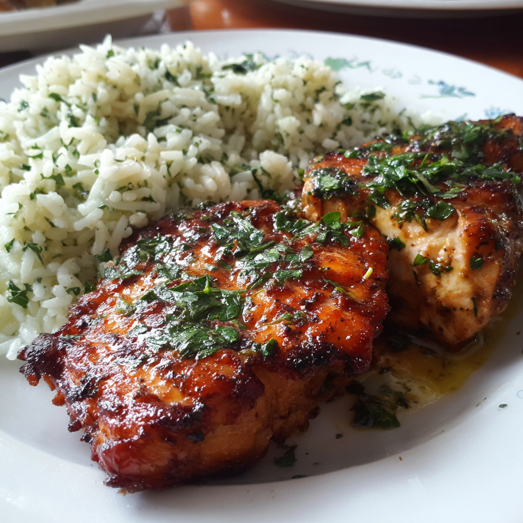 Pollo en Salsita de Chipotle con Arroz al Cilantro Pollo en Salsita de Chipotle con Arroz al Cilantro