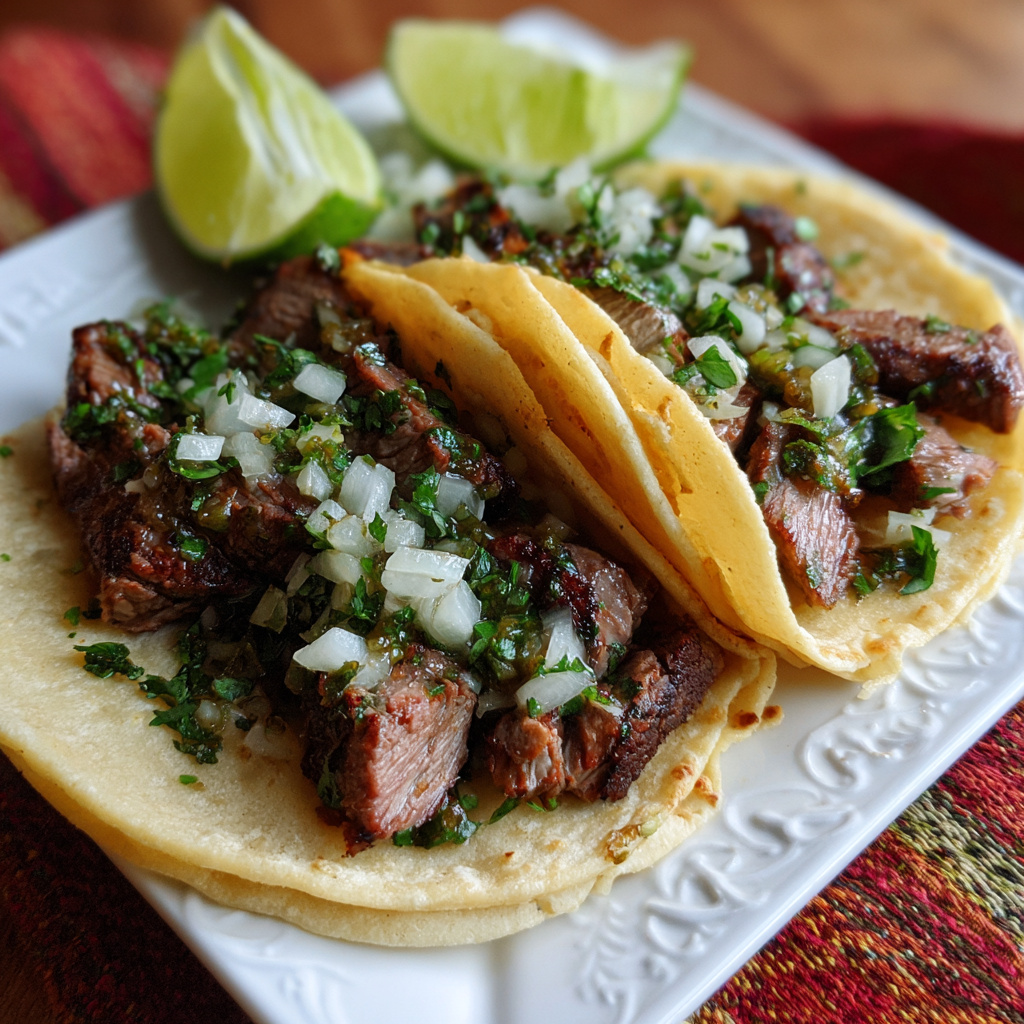 Mini Tacos de Bistec con Salsa Verde Tatemada Mini Tacos de Bistec con Salsa Verde Tatemada